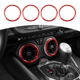 JOSHELA for Camaro Dash Air AC Vent Cover Trim Ring for Chevy Camaro 2017 up Red Interior Accessories 4pcs