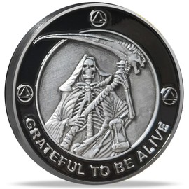 Grateful to Be Alive Sobriety Chip AA Coins and Medallions Recovery Anniversary Token (Single Coin)