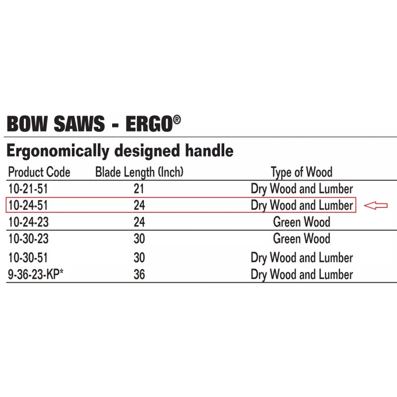 Bahco 10-24-51 Bow Saw, Ergo Handle 24
