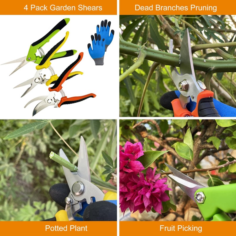 Pruning Shears, 5 Pack Garden Shears with Gardening gloves, Clippers