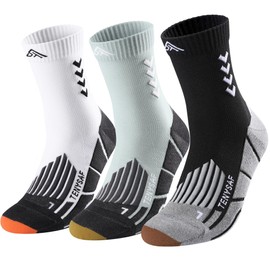 TENYSAF Compression Crew Running Socks: Athletic Socks for Men Women with Cushion,3 Pairs Work Hiking Basketball Sport Socks