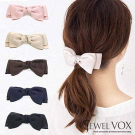 JewelVOX Barrette, Hair Accessory, Women's, Ribbon, Grosgrain Satin, Adult, Stylish, Beige