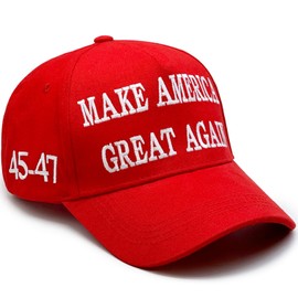 DKXZWL Trump Hat 2024 MAGA Hat Embroidered Make America Great Again Slogan with Flag Cap Trump Merchandise Gift for Men and Women, Trump Hat-45 47-red
