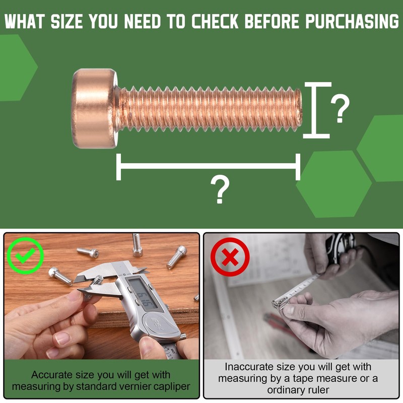 uxcell Hex Socket Bolt Kits (M6), Red Copper Cup-Shaped Head