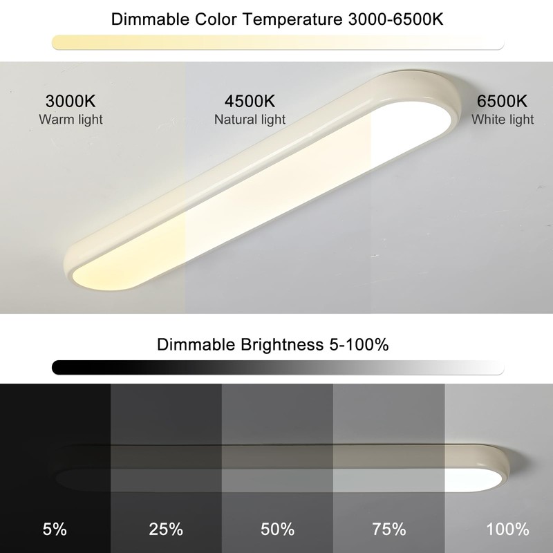 Qcyuui Dimmable LED Ceiling Light with Remote,39.4 in Long Ceiling