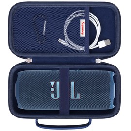 Supmay Hard Carrying Case for JBL Flip 7 6 5 Portable Bluetooth Speaker, Storage Holder Travel Bag with Mesh Pocket for USB Cable, Very Suitable for Home, Outdoor, and Travel, Blue