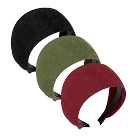 Yonchic Faux Suede Wide Headbands, Large Soft Headbands with Teeth for Women Girls, Non-Slip Thick Fashion Hairbands Hair Accessories (Black&Red&Green)