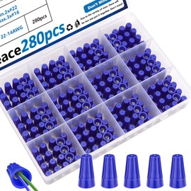 smseace 280Pcs Wire Nuts 22-14AWG Wire Nuts Twisting Cable Cap Connector Blue Wire Caps Electrical Wire Connectors with Spring for Quick Wiring