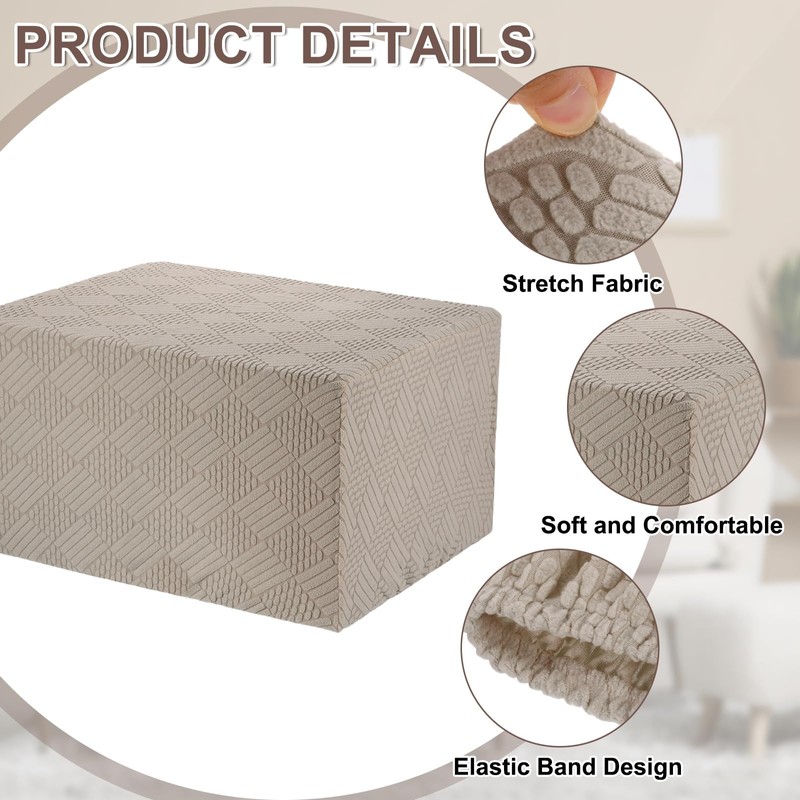 sourcing map Stretch Foot Stool Cover Stripe Square Foot Stool