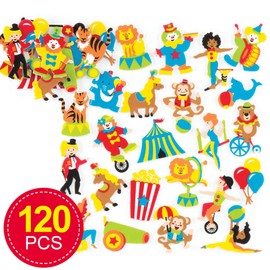 Baker Ross AR346 Circus Foam Stickers (Pack of 120) for Kids To Decorate, Arts, Crafts, Cards & Scrapbooking