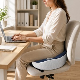 Ergonomic Memory Foam Seat Cushion with Adjustable Width & Dual Ventilation Holes
