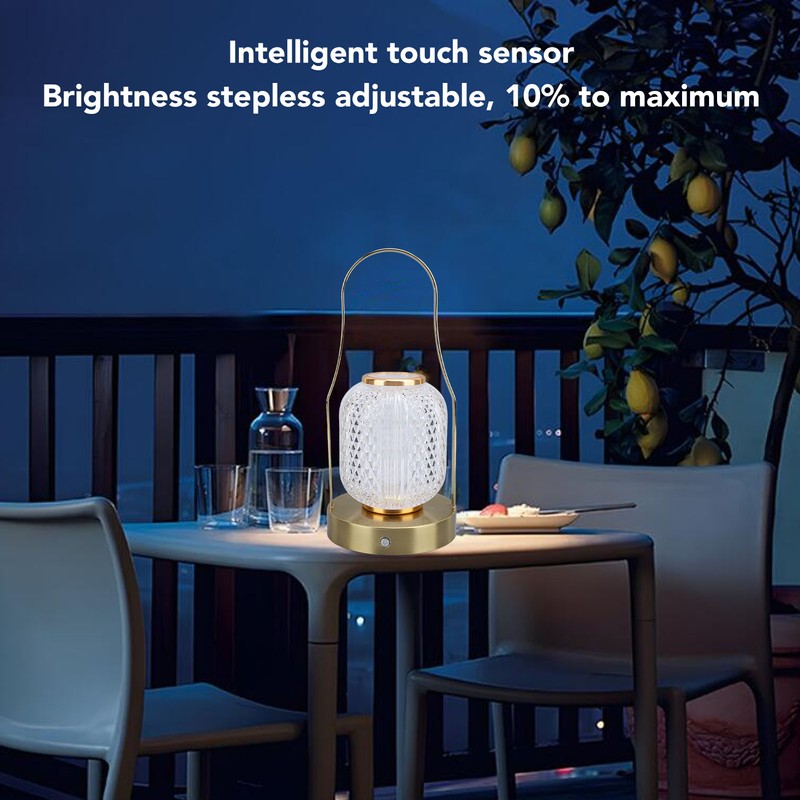 Cordless Rechargeable Lantern LED Table Lamp 3600mAh Battery Operated Stepless