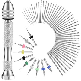 Mudder 57 Pieces Hand Drill Bits Set, 46 Pcs Pin Vise Micro Twist Drills and 10 Pcs PCB Mini Cutting Bits for Resin Polymer Clay Craft DIY Jewelry (Silver)