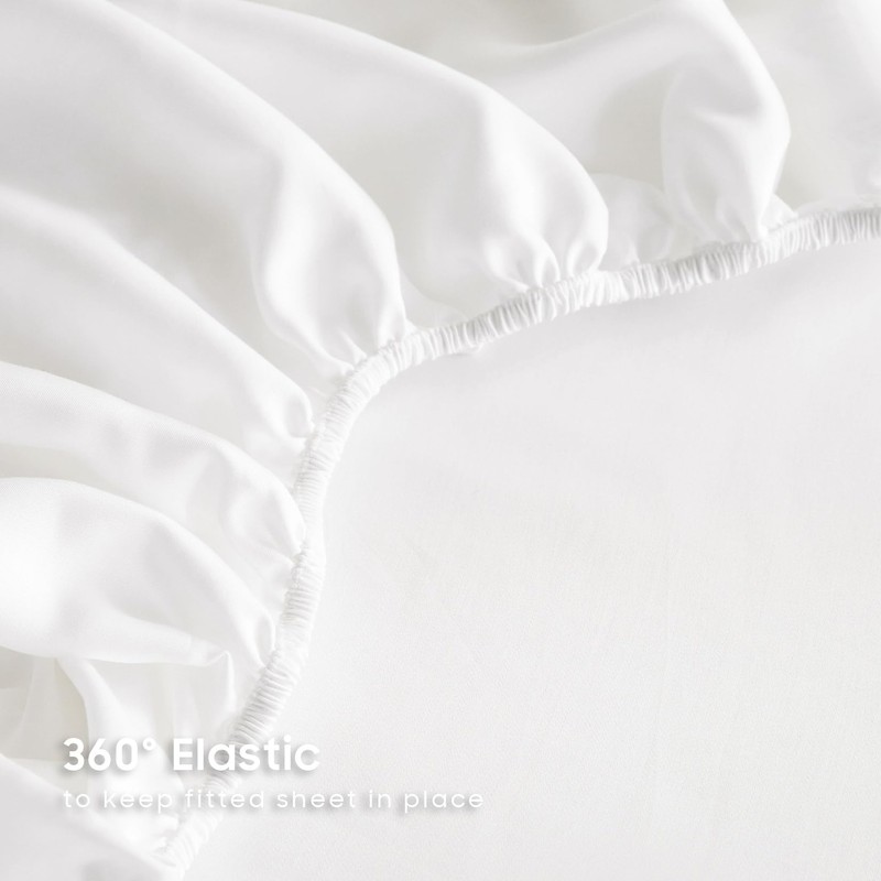 Wake In Cloud - 100% Bamboo Fitted Sheet, 1 Piece,