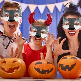 Nuobesty Pack of 3 Felt Wolf Face Masks Animal Masks Dress Up Costume for Kids Party