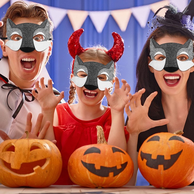 Nuobesty Pack of 3 Felt Wolf Face Masks Animal Masks