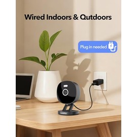 2K Wired Security Camera, Indoor/Outdoor for Home, Pet, Baby, Nanny, IP65 Waterproof Color Night Vision, White Light & Siren, Recording, Motion Detection, Works with Alexa,Pulg in, Black-4P
