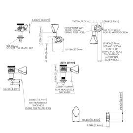 Hipshot NEW Hipshot Grip-Locking Open-Gear D08 BUTTERBEAN Keys w/ Screws Set 3x3 - BLACK