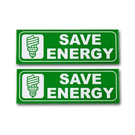 eSplanade Save Energy Sign Stickers - Easy to Fit Weatherproof, Durable Ink Size (9" x 3")