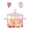 2L Pink Glass Simmer Pot, 2000ml/2.2Qt/68oz, Glass Pots for Cooking