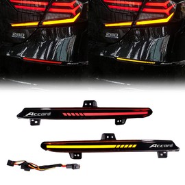 GTINTHEBOX - Lente ahumada OEM, reflector de parachoques trasero, luz trasera de freno con flash secuencial para Honda Accord 2018-2022 (versión actualizada)