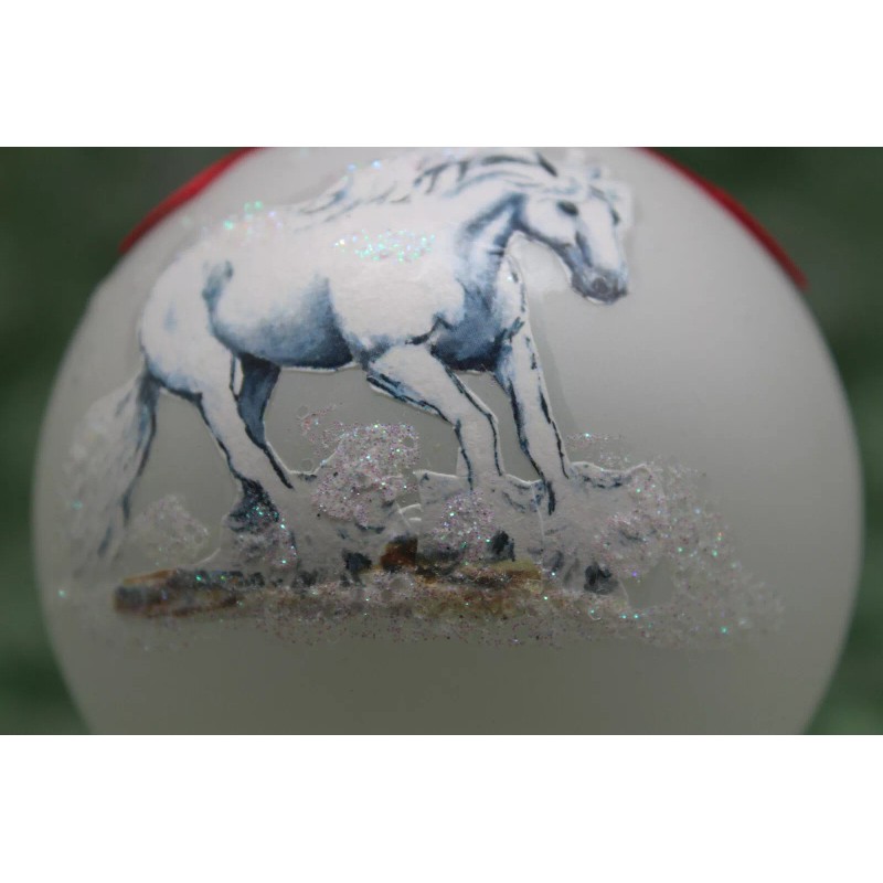 H573 Hand-made Christmas Ornament - horse - white draft Percheron