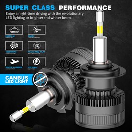 D-Lumina H7 LED 360° Headlight Bulb 120W 20000LM 500% Super Bright Headlights Kit 6500K, 2 Pcs