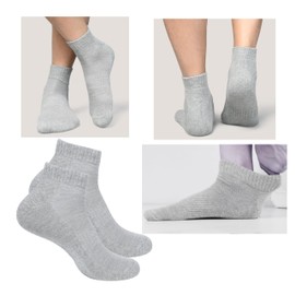 MANARC Men Cotton Ankle Socks Mesh Breathable Soft Comfortable Durable Double Layer Cushioned Reinforced Seamless Anti Slip With Ribbed Instep For A Firm Grip. 6 Pack Grey.