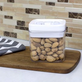 Home Basics Twist 'N Lock Air-Tight Plastic Canister, 1 Liter, White/Clear