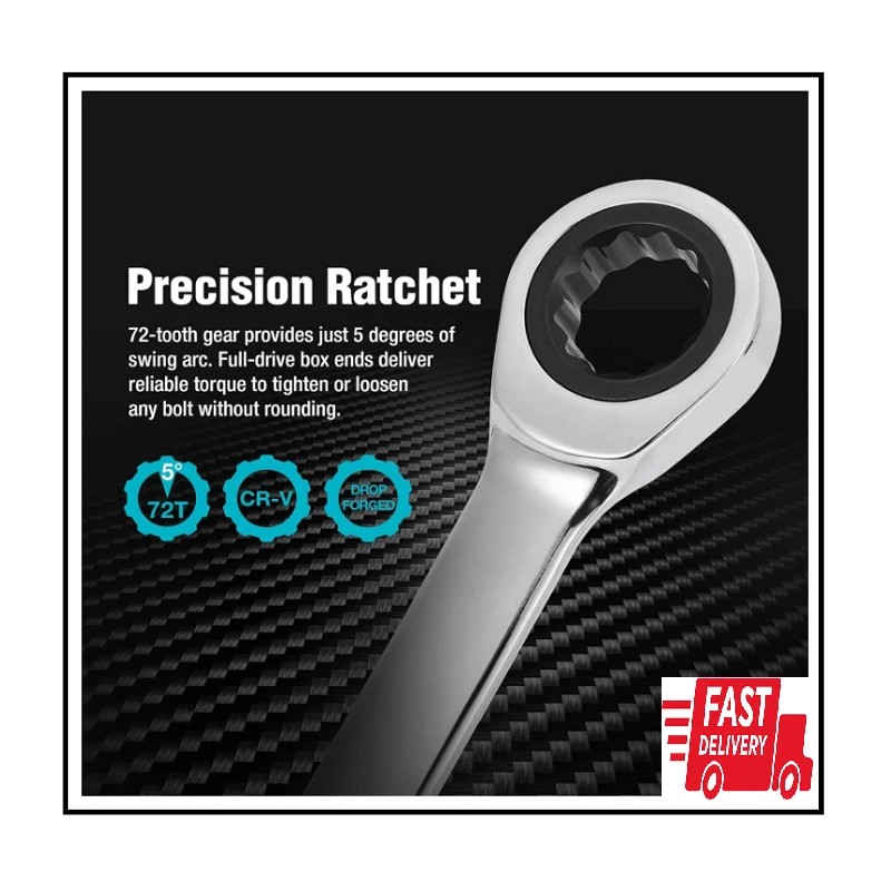 DURATECH 10Mm Extra Long Ratcheting Wrench, Metric, CR-V Steel