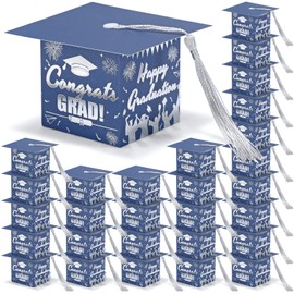 COTOPHER 36 Pack Mini Graduation Cap Gift Boxes with Tassel, Class of 2025 Graduation Candy Boxes Centerpieces for Tables Party Decorations, Small Treat Chocolate Box Graduate Favors Supplies