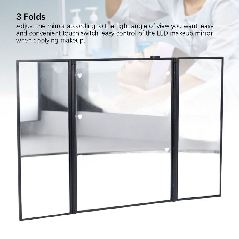 3 Folds Lighted Vanity Makeup Mirror LED Light Table Mirror