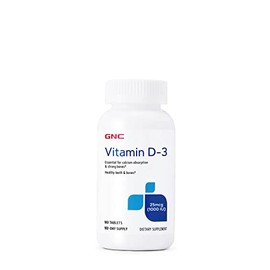 GNC Vitamin D-3 25mcg, 180 Tablets, Supports Healthy Teeth and Bones