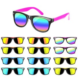 WERJOURU 12Pack Kids Sunglasses Party Favor, Kids Neon Sunglasses Bulk with UV400 Protection for Kids, Boys and Girls, Goody Bag Favors, Great Gift for Pool,Beach,Theme Birthday Party Supplies