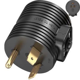 30A to 15A RV Electrical Adapter NEMA TT-30P Male Plug to NEMA 5-15R Female Receptacle with 15A Rated Breaker Grounding House Power to Camper ETL Listed