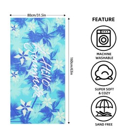 HOJKOUD Beach towel, 160 x 80 cm beach towel, microfibre beach towel, ultra-light and quick-drying towel for sports, beach blanket.