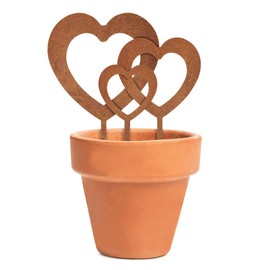 EXTRAVAGANT® Set of 3 Heart Stakes, Large Garden Decoration, Home Decoration, Metal, Steel, Rust, Patina, Weatherproof, Garden, Home, Love, Gift, Mother's Day, Valentine's Day, Birthday, Grave