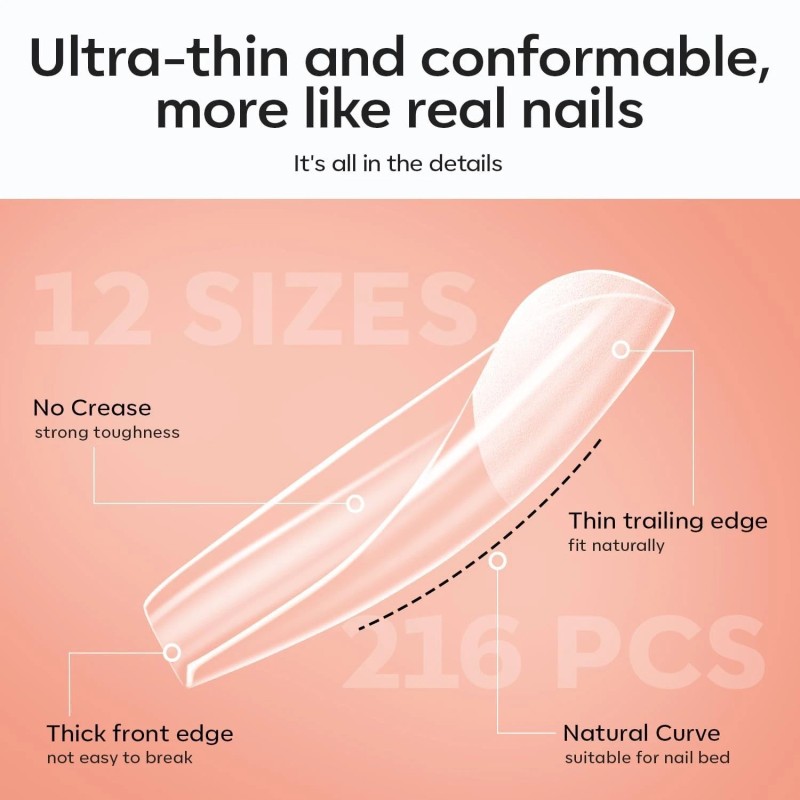 modelones Gel X Nail Kit, Gel x Nail Tips Medium