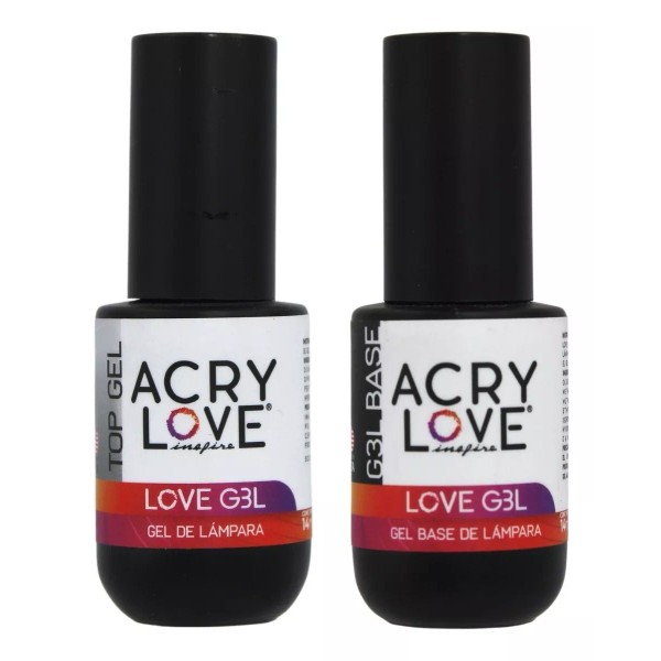 Acry Love Duo. Base Y Top Gel Semipermanente Para Uñas 14ml. Acry Love