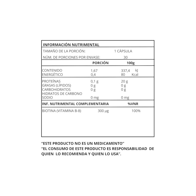 Essential Nutrition Biotina 30 Cápsulas de 500 mg