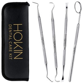 HOKIN Plaque Remover Teeth Cleaning Tool 4 Pcs Dental Care Kit Tooth Filling Repair Set Stainless Steel Dental Tools for Men Women Kids and Pet Care