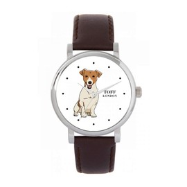 Toff London Jack Russell Terrier Women's Watch 38 mm Case 3ATM Waterproof Quartz Movement Luxury Fashionable, White, TLWS-27528