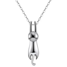 PNPGDYK Women's 925 Sterling Silver Plated Cat Pendant Necklace for Women Jewellery for Her Wife Mum Gift for Mother's Day