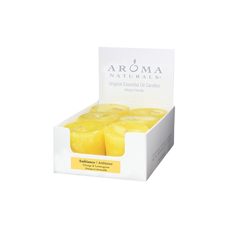 Aroma Naturals Ambiance Votive Candle, Yellow/Orange/Lemongrass, 6 Count