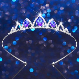Kilshye Rhinestone Headband Silver Crystal Princess Hairband Birthday Headpiece for Girls (Blue, Free Size)