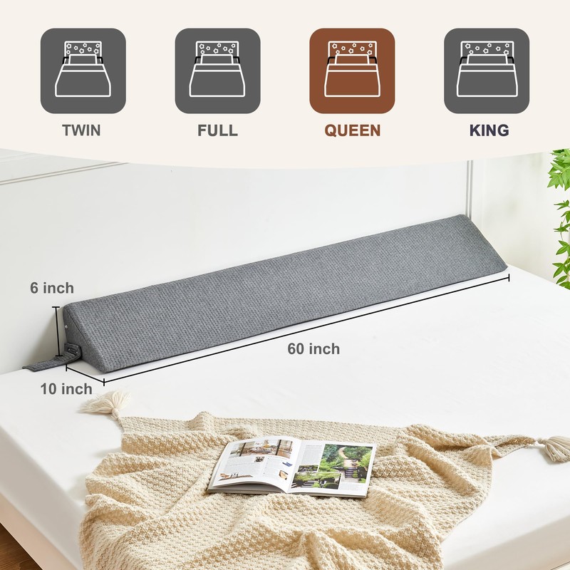 IFNOW Queen Size(60"x6"x10") Bed Wedge Pillow for Headboard, Mattress Gap