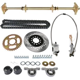 Replacement for Go Kart ATV 32 Inch Rear Axle Assembly Kit with Shaft & Hub & Chain & Brake Master Cylinder (815mm)