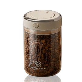 Ohsooons Coffee Bean Storage Container with One-way Valve Airtight Lid Date Tracker for Coffee and More Food Fresh and Storage, Clear Borosilicate Glass Coffee Canister(37OZ)