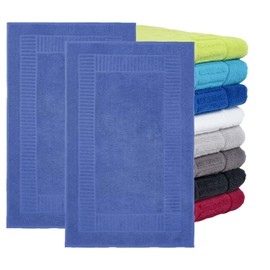 BaSaTex - Pack of 2 Bath Mats for Shower and Bathtub - Bath Mat Absorbent & Quick Drying in 50 x 80 cm - Made of 100% Cotton and 800 g/m² - Shower Mat Oeko-Tex Made in Green Certified - Royal Blue