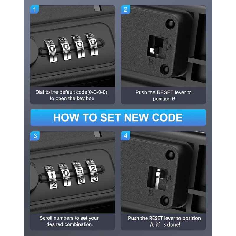 temracha Portable Lock Box, Combination Security Case LockBox with Code,